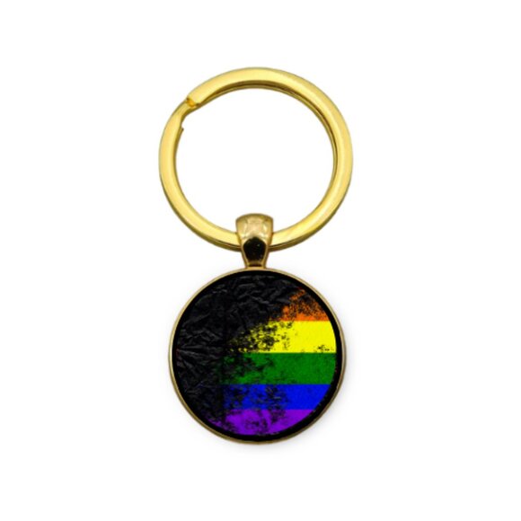LBGTQ+ GRUNGE FLAG CUSTOM KEY RING - Picture 3 of 5